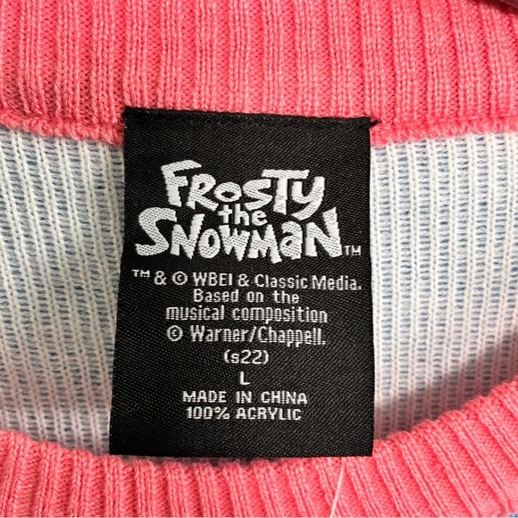 Frosty the Snowman Pastel Crewneck Christmas Holiday Sweater Sz L - Picture 2 of 4